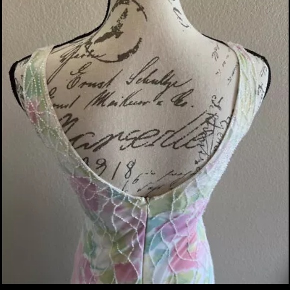 Rickie Freeman for T.J Nites Mesh Beaded Floor Length Gown Size 4 - Picture 8 of 14